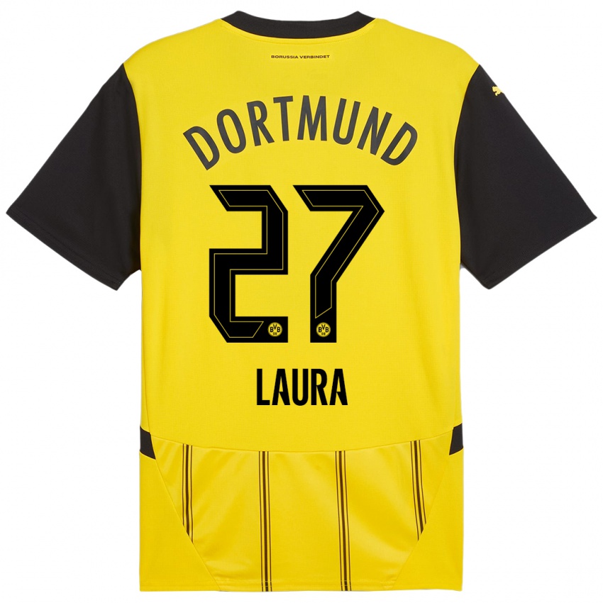 Heren Van Der Heijden Laura #27 Geel Zwart Thuisshirt Thuistenue 2024/25 T-Shirt