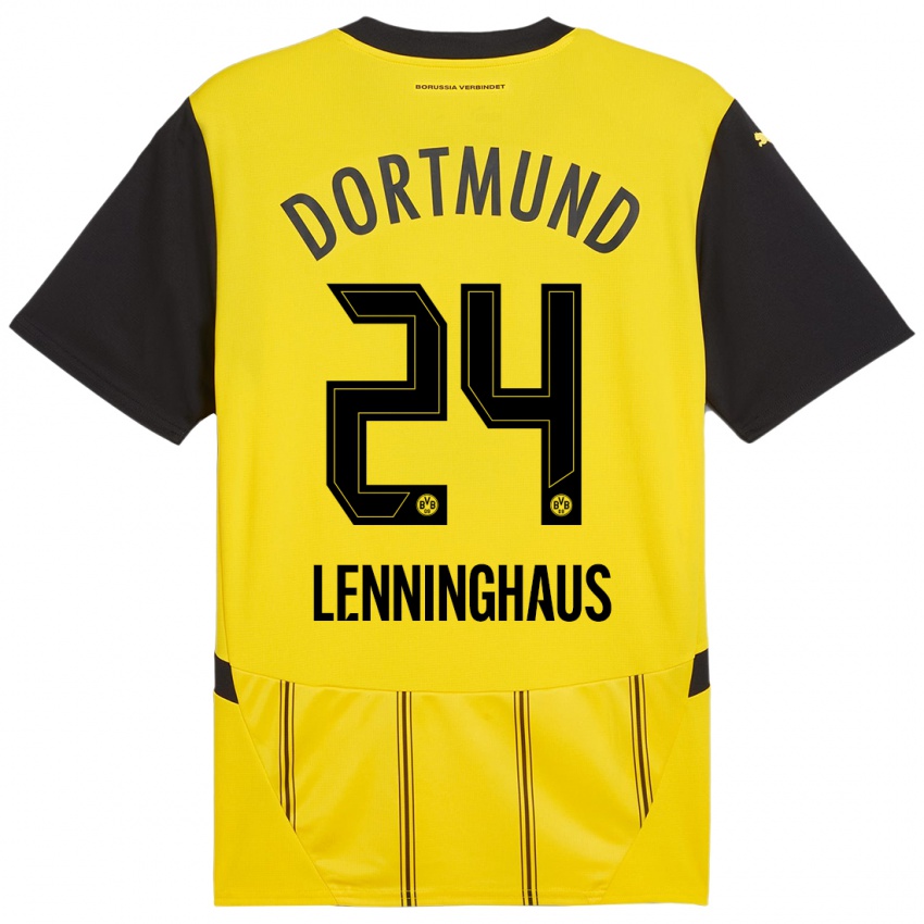 Heren Mika Lenninghaus #24 Geel Zwart Thuisshirt Thuistenue 2024/25 T-Shirt