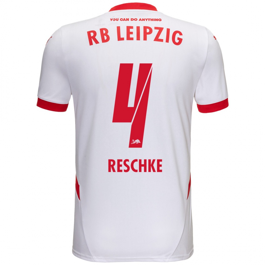 Heren Gianluca Reschke #4 Wit Rood Thuisshirt Thuistenue 2024/25 T-Shirt