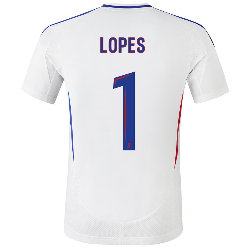 Heren Anthony Lopes #1 Wit Blauw Thuisshirt Thuistenue 2024/25 T-Shirt