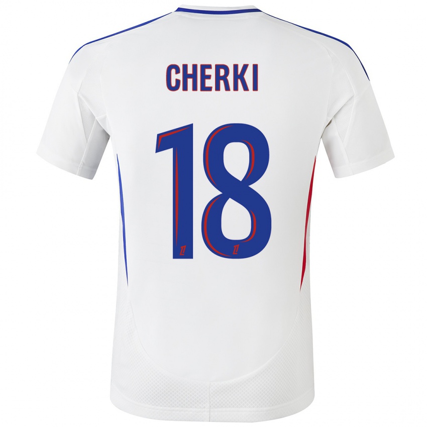 Heren Rayan Cherki #18 Wit Blauw Thuisshirt Thuistenue 2024/25 T-Shirt