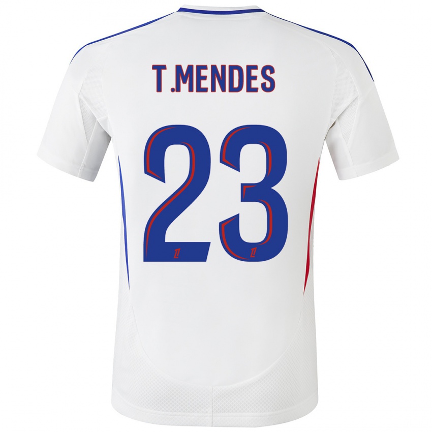 Heren Thiago Mendes #23 Wit Blauw Thuisshirt Thuistenue 2024/25 T-Shirt