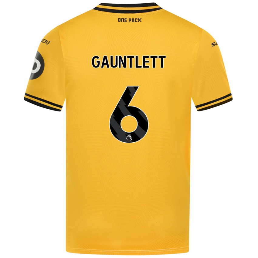 Heren Maz Gauntlett #6 Geel Thuisshirt Thuistenue 2024/25 T-Shirt