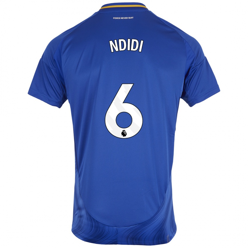 Heren Wilfred Ndidi #6 Blauw Wit Thuisshirt Thuistenue 2024/25 T-Shirt