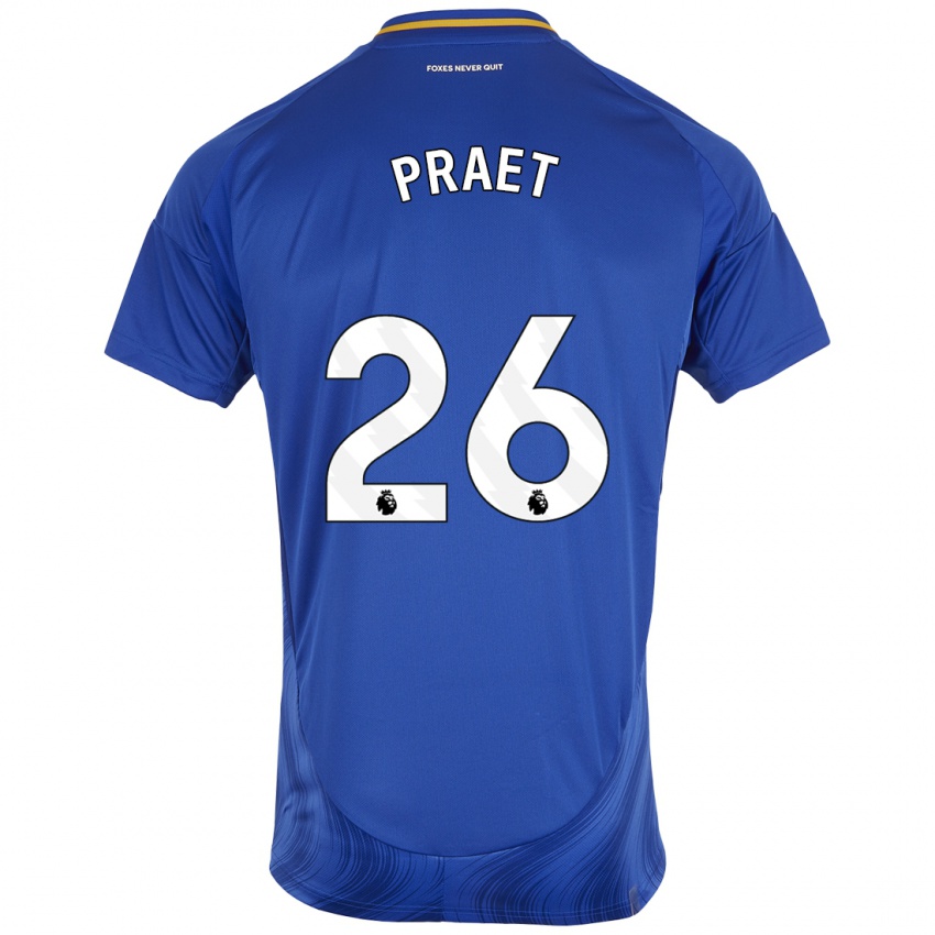 Heren Dennis Praet #26 Blauw Wit Thuisshirt Thuistenue 2024/25 T-Shirt