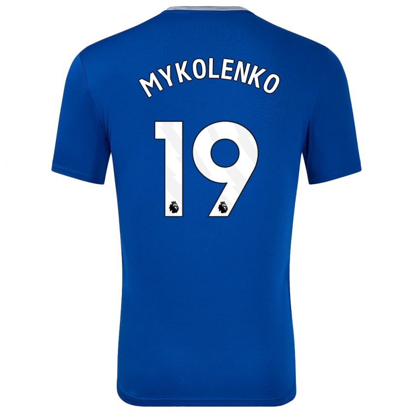 Heren Vitaliy Mykolenko #19 Blauw Met Thuisshirt Thuistenue 2024/25 T-Shirt