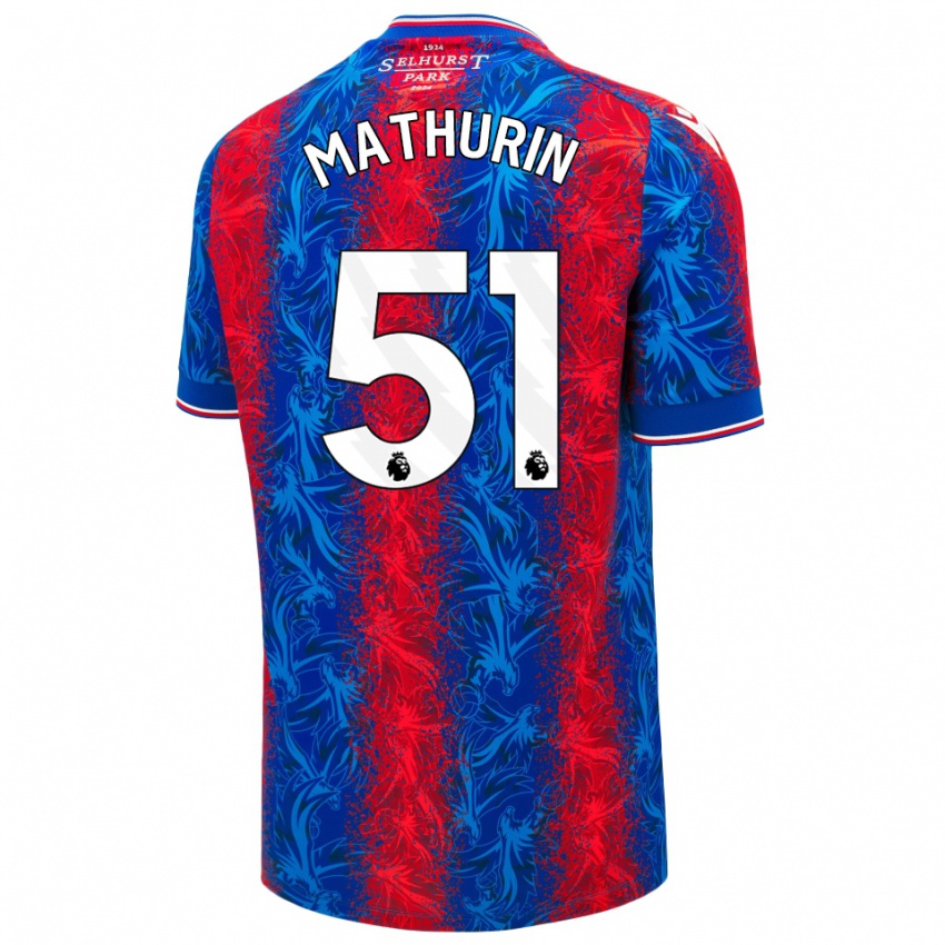 Heren Roshaun Mathurin #51 Rood Blauwe Strepen Thuisshirt Thuistenue 2024/25 T-Shirt