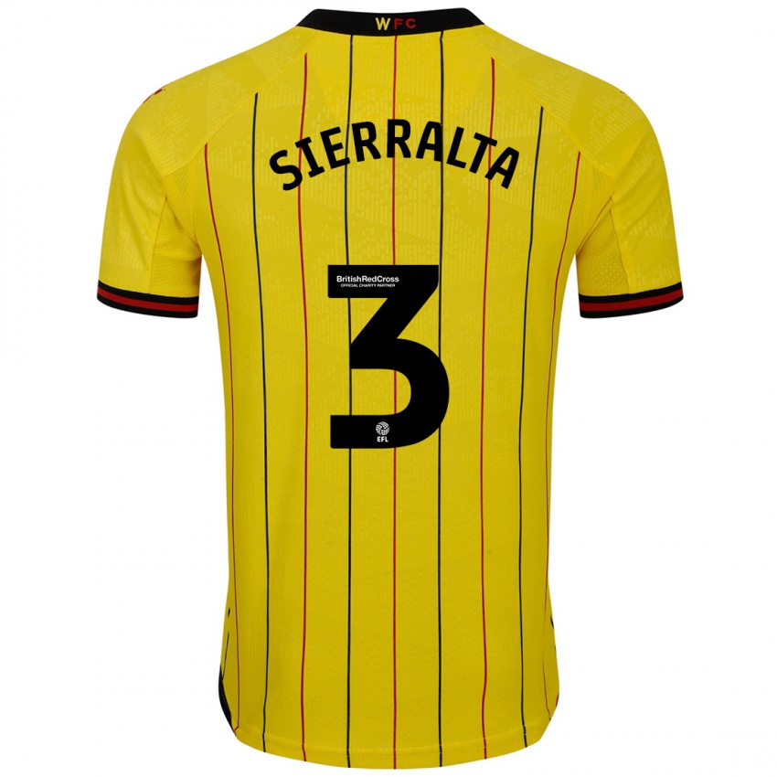 Heren Francisco Sierralta #3 Geel Zwart Thuisshirt Thuistenue 2024/25 T-Shirt