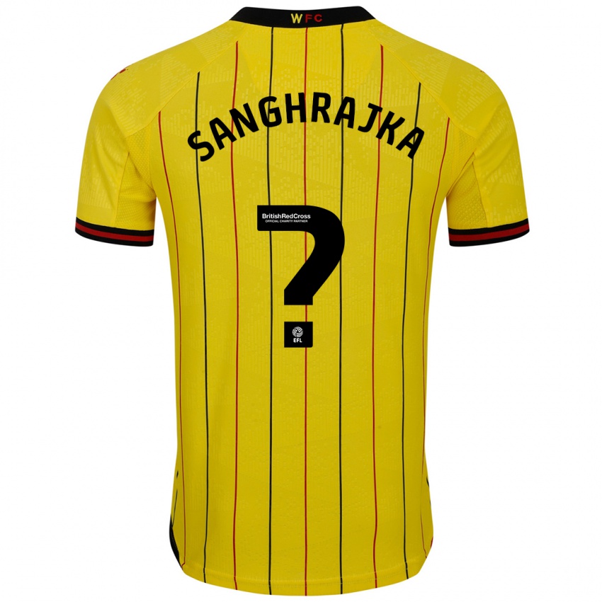 Heren Amar Sanghrajka #0 Geel Zwart Thuisshirt Thuistenue 2024/25 T-Shirt