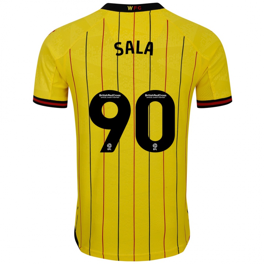 Heren Joel Sala #90 Geel Zwart Thuisshirt Thuistenue 2024/25 T-Shirt