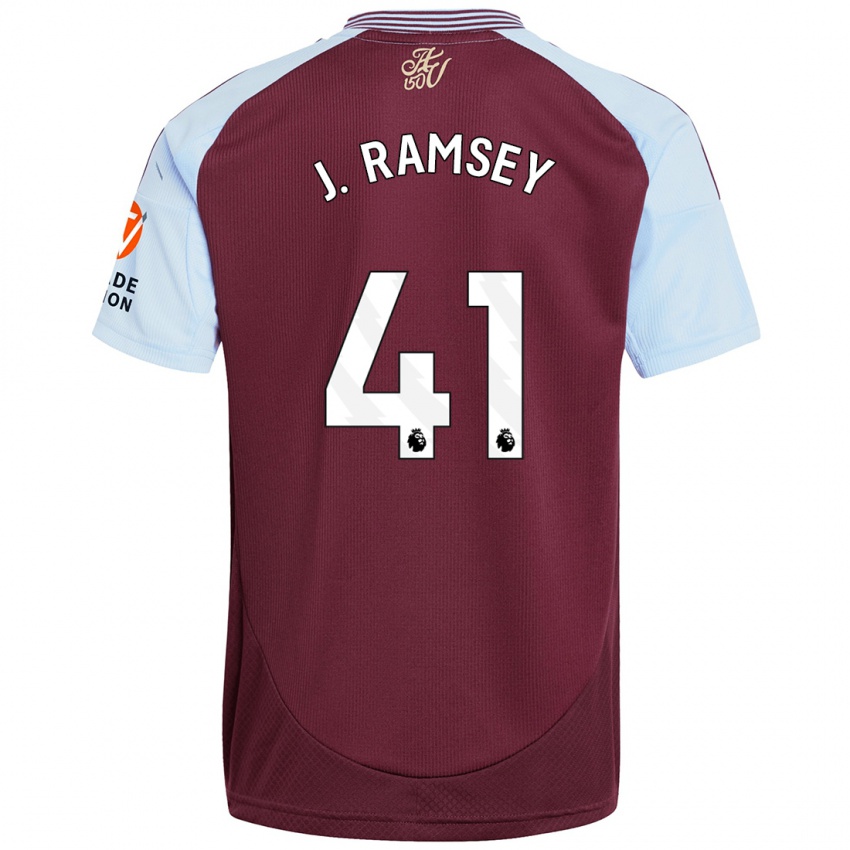 Heren Jacob Ramsey #41 Bordeaux Hemelsblauw Thuisshirt Thuistenue 2024/25 T-Shirt