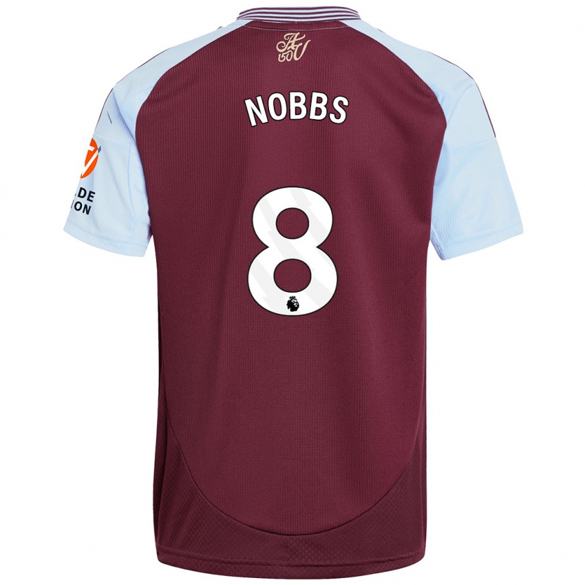 Heren Jordan Nobbs #8 Bordeaux Hemelsblauw Thuisshirt Thuistenue 2024/25 T-Shirt