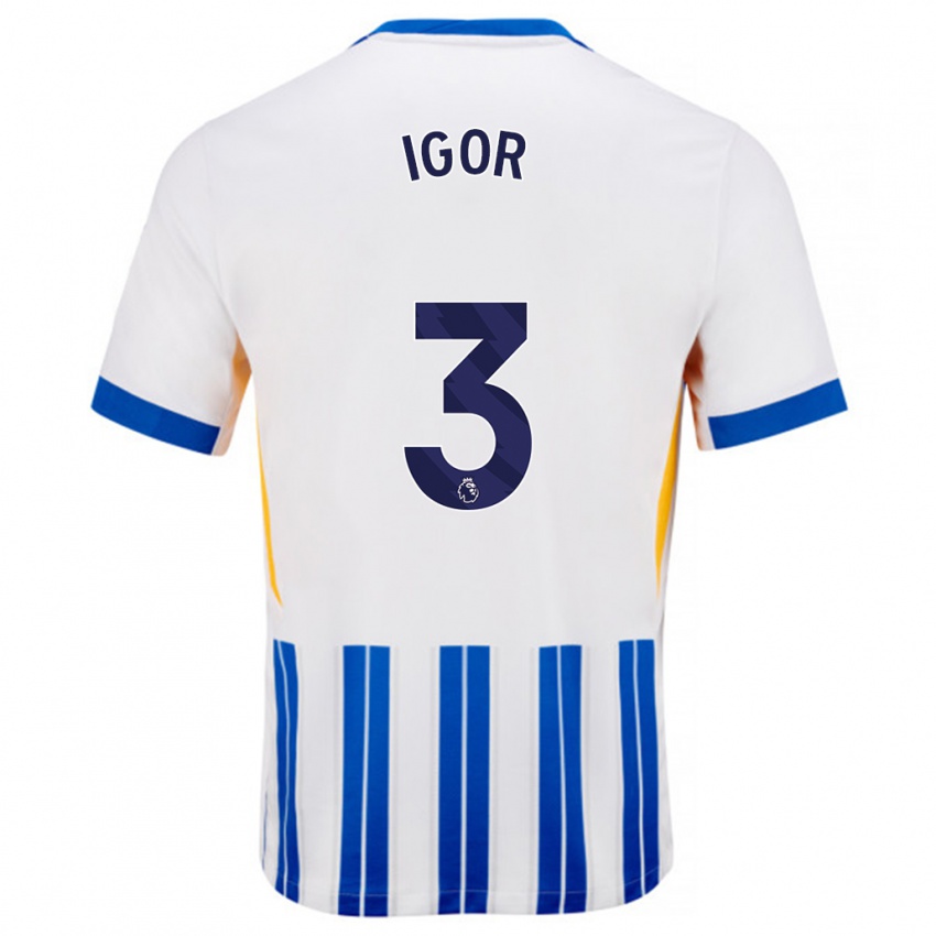 Heren Igor #3 Wit Blauwe Krijtstrepen Thuisshirt Thuistenue 2024/25 T-Shirt