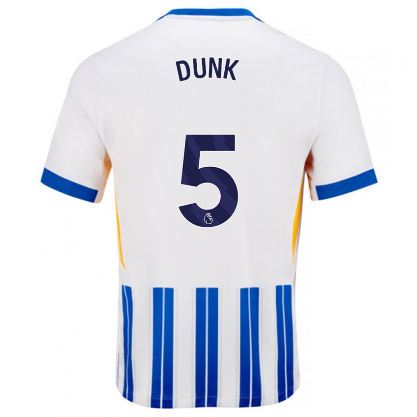 Heren Lewis Dunk #5 Wit Blauwe Krijtstrepen Thuisshirt Thuistenue 2024/25 T-Shirt