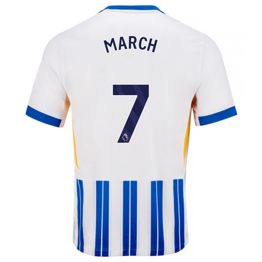 Heren Solly March #7 Wit Blauwe Krijtstrepen Thuisshirt Thuistenue 2024/25 T-Shirt