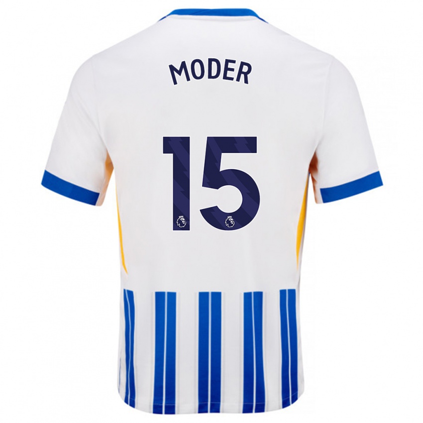 Heren Jakub Moder #15 Wit Blauwe Krijtstrepen Thuisshirt Thuistenue 2024/25 T-Shirt