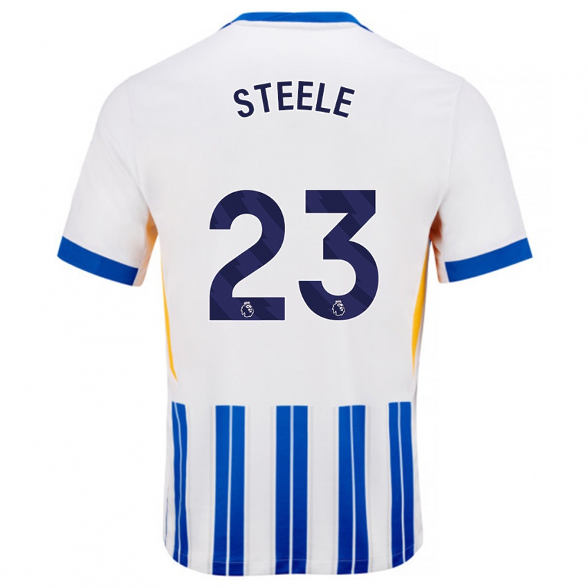 Heren Jason Steele #23 Wit Blauwe Krijtstrepen Thuisshirt Thuistenue 2024/25 T-Shirt