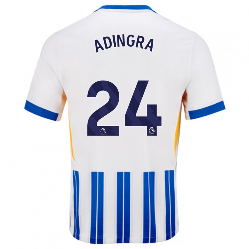 Heren Simon Adingra #24 Wit Blauwe Krijtstrepen Thuisshirt Thuistenue 2024/25 T-Shirt