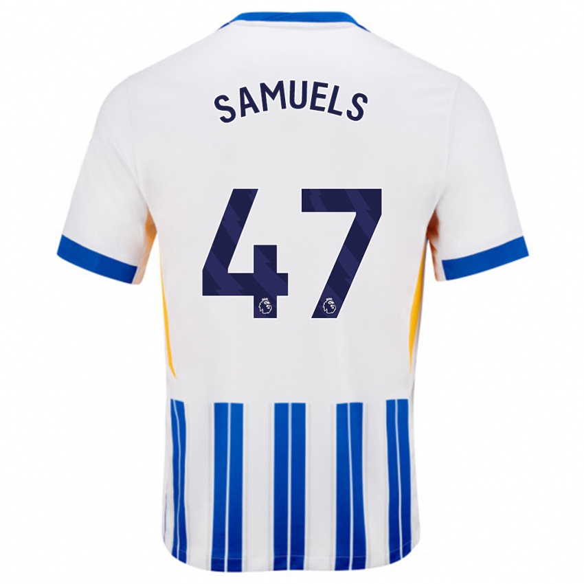 Heren Imari Samuels #47 Wit Blauwe Krijtstrepen Thuisshirt Thuistenue 2024/25 T-Shirt