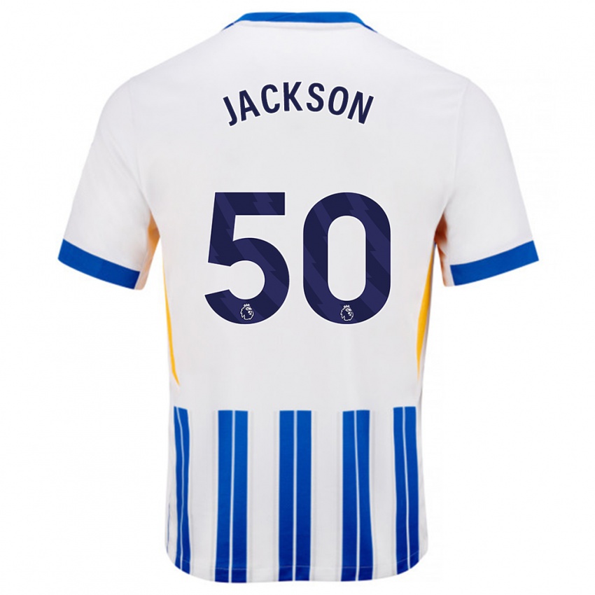 Heren Ben Jackson #50 Wit Blauwe Krijtstrepen Thuisshirt Thuistenue 2024/25 T-Shirt