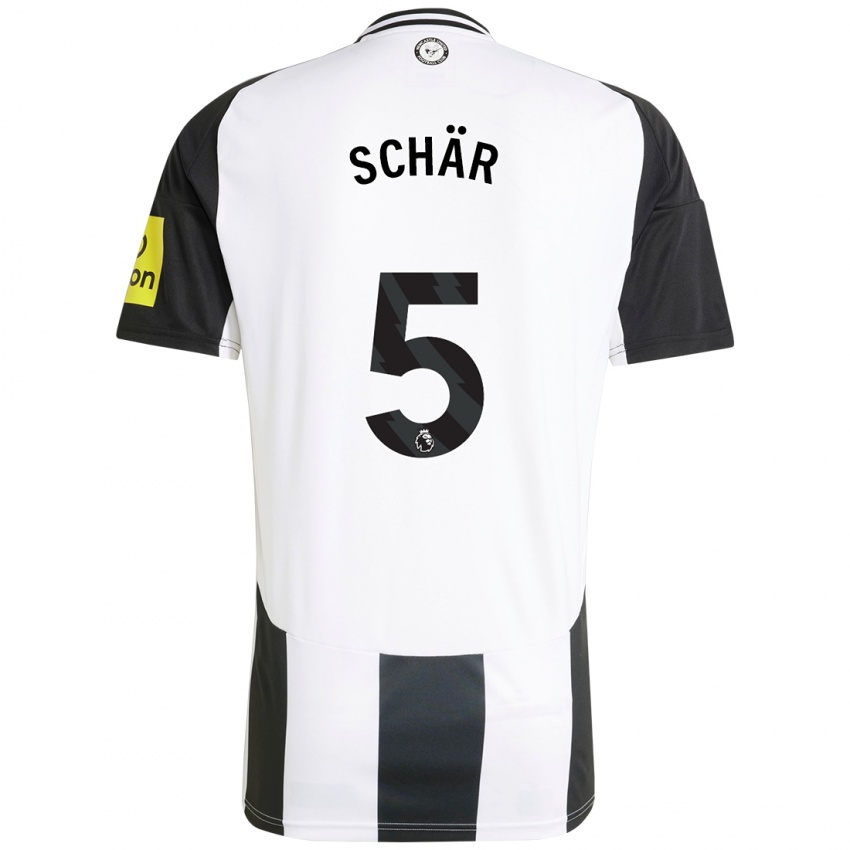 Heren Fabian Schär #5 Wit Zwart Thuisshirt Thuistenue 2024/25 T-Shirt