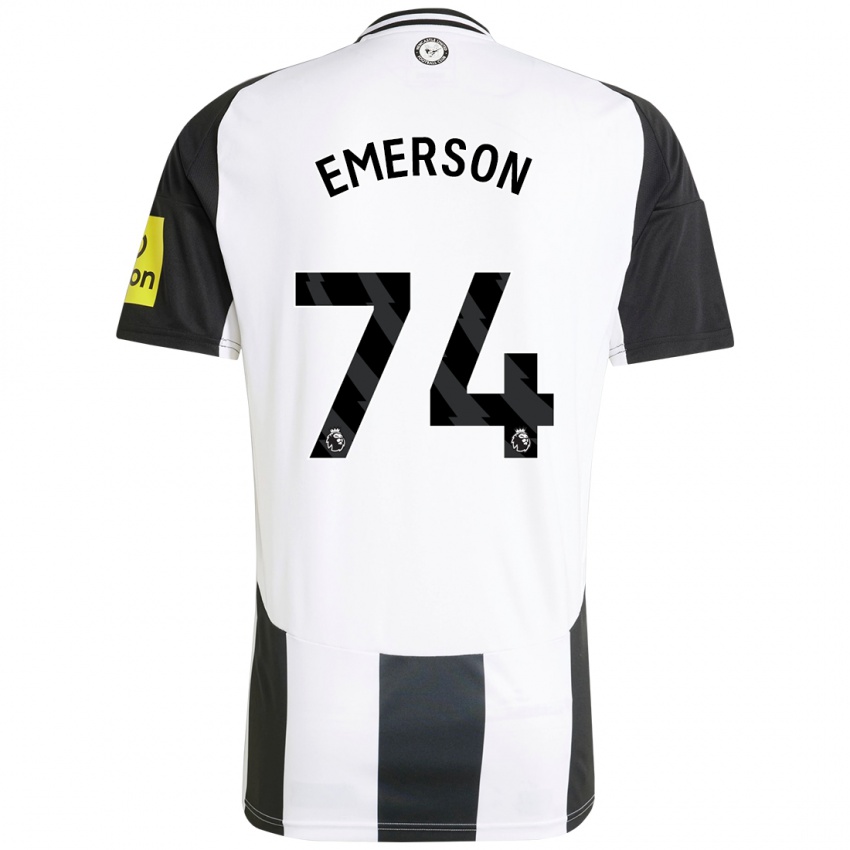 Heren Johnny Emerson #74 Wit Zwart Thuisshirt Thuistenue 2024/25 T-Shirt