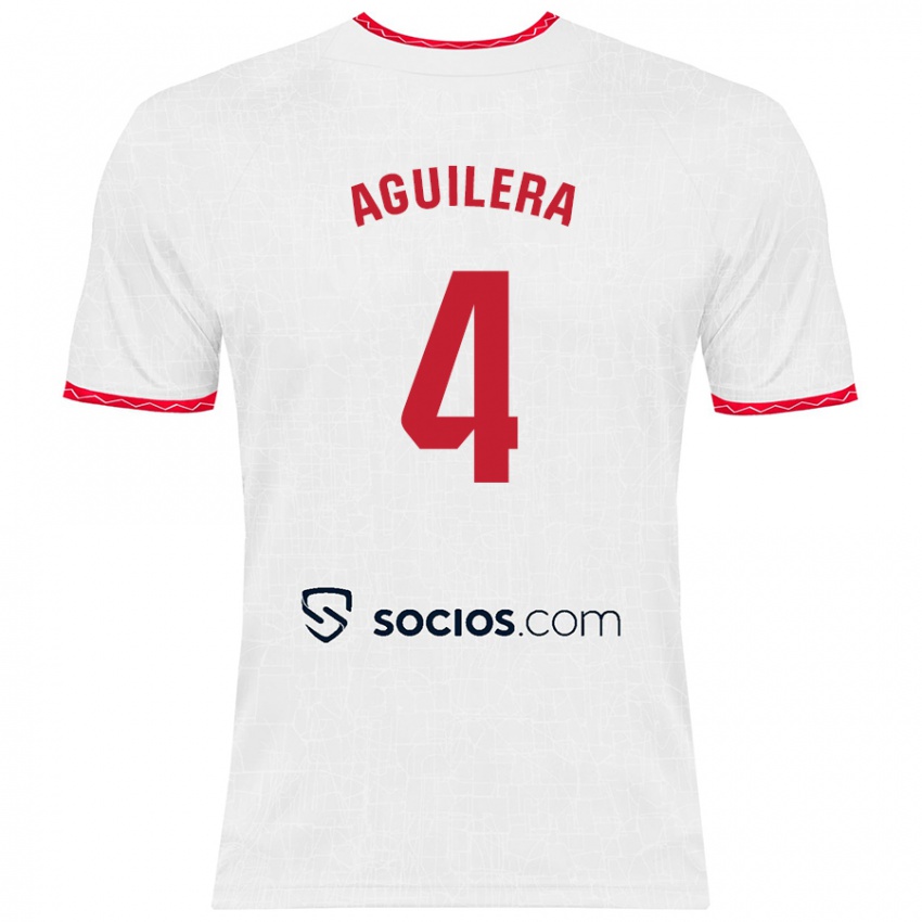 Heren Juanan Aguilera #4 Wit Rood Thuisshirt Thuistenue 2024/25 T-Shirt