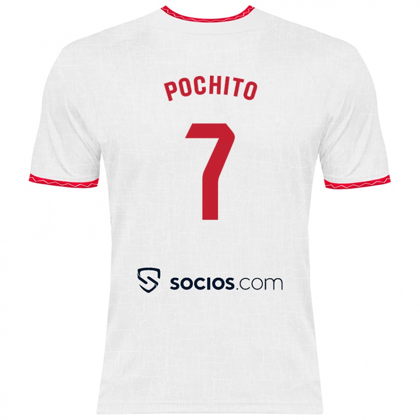 Heren Pochito #7 Wit Rood Thuisshirt Thuistenue 2024/25 T-Shirt