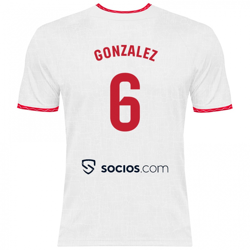 Heren Pamela González #6 Wit Rood Thuisshirt Thuistenue 2024/25 T-Shirt