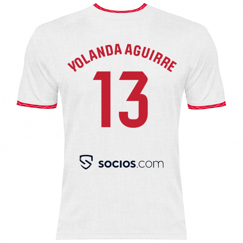 Heren Yolanda Aguirre Gutiérrez #13 Wit Rood Thuisshirt Thuistenue 2024/25 T-Shirt