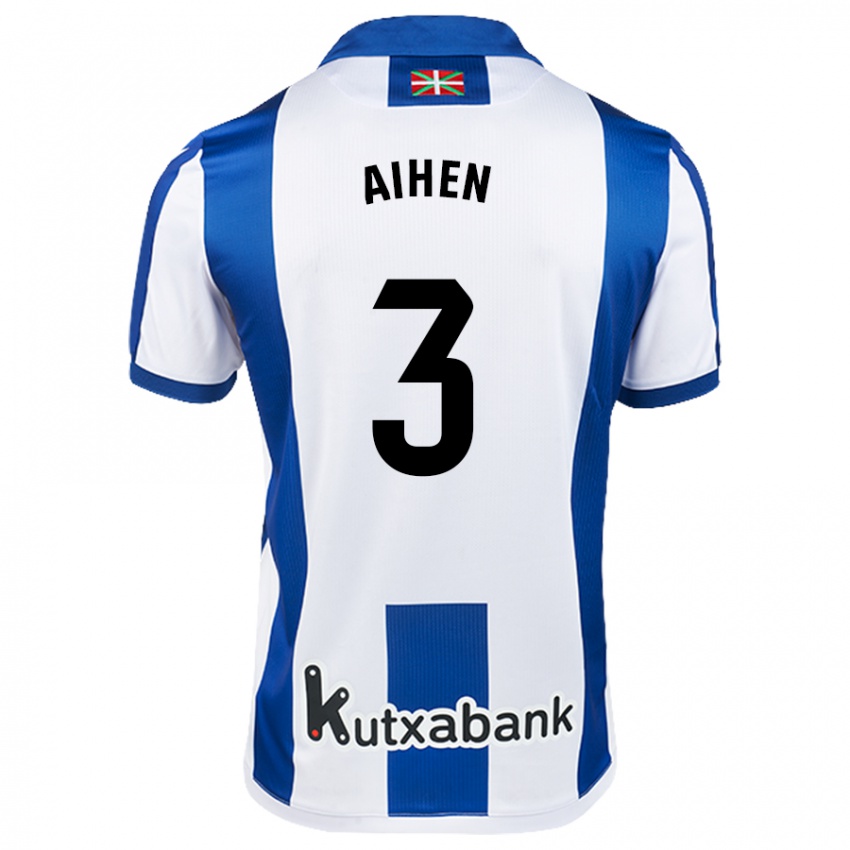 Heren Aihen Munoz #3 Wit Blauw Thuisshirt Thuistenue 2024/25 T-Shirt