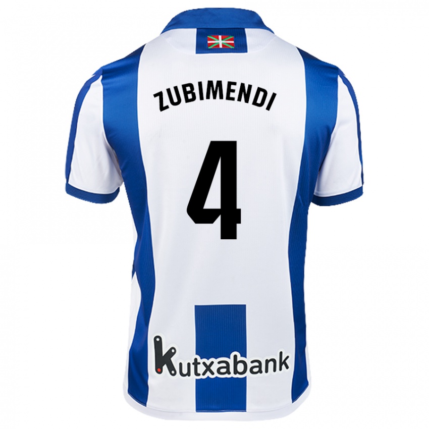 Heren Martin Zubimendi #4 Wit Blauw Thuisshirt Thuistenue 2024/25 T-Shirt