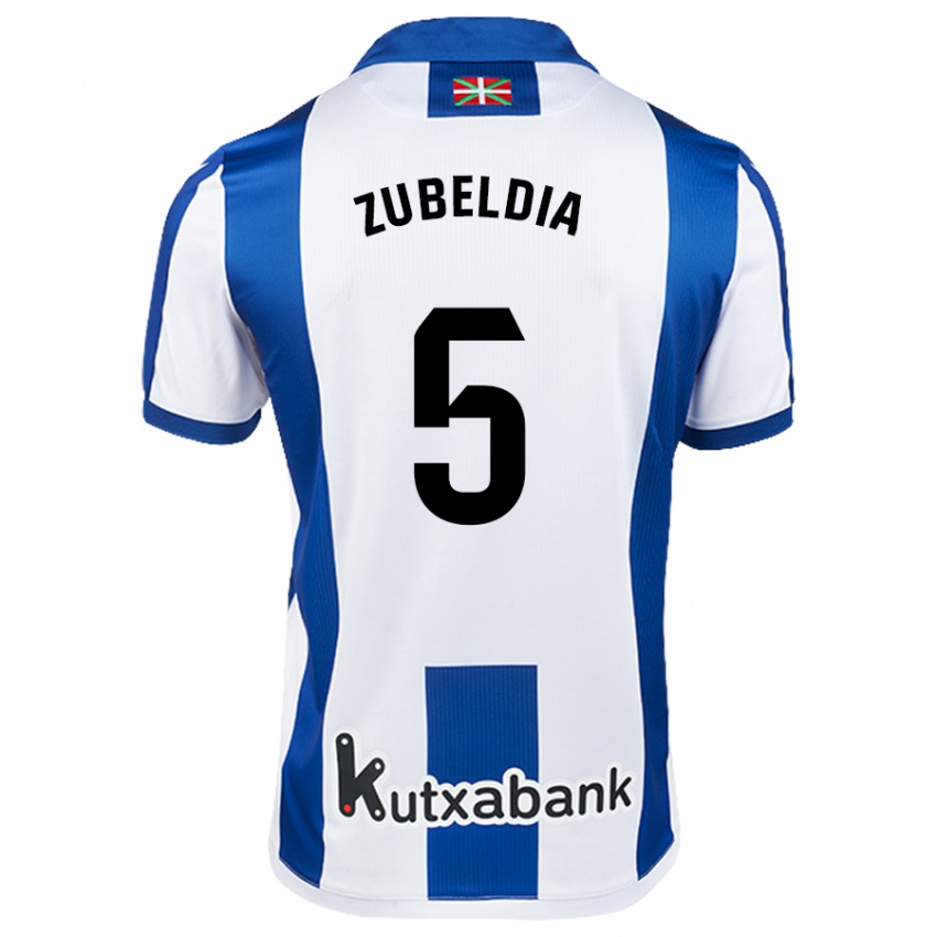 Heren Igor Zubeldia #5 Wit Blauw Thuisshirt Thuistenue 2024/25 T-Shirt