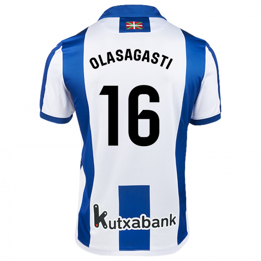 Heren Jon Ander Olasagasti #16 Wit Blauw Thuisshirt Thuistenue 2024/25 T-Shirt