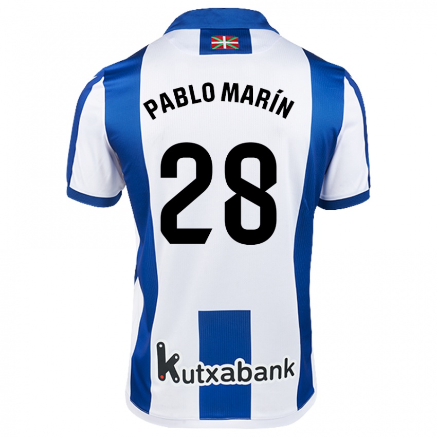 Heren Pablo Marín #28 Wit Blauw Thuisshirt Thuistenue 2024/25 T-Shirt