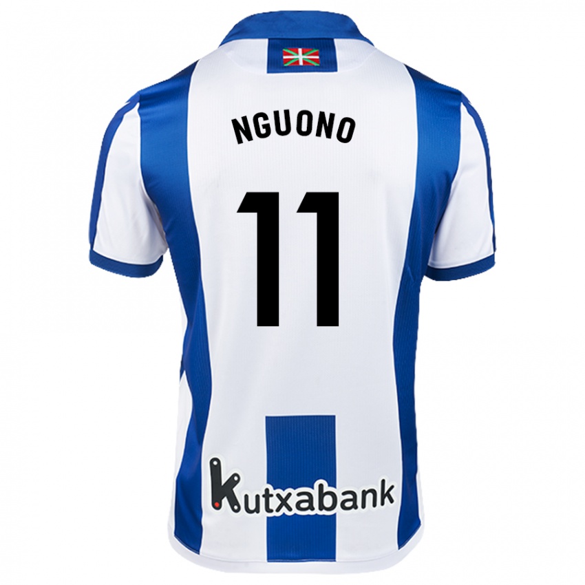 Heren Job Nguono #11 Wit Blauw Thuisshirt Thuistenue 2024/25 T-Shirt