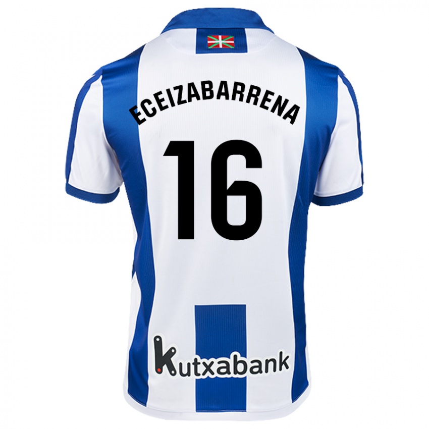 Heren Jon Eceizabarrena #16 Wit Blauw Thuisshirt Thuistenue 2024/25 T-Shirt