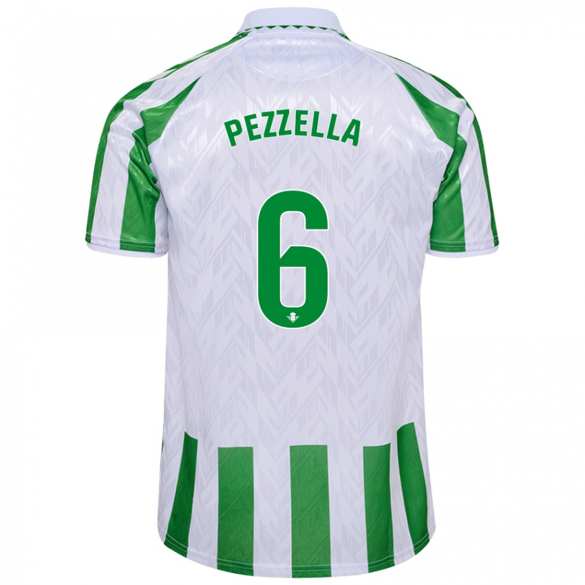 Heren German Pezzella #6 Groen Witte Strepen Thuisshirt Thuistenue 2024/25 T-Shirt