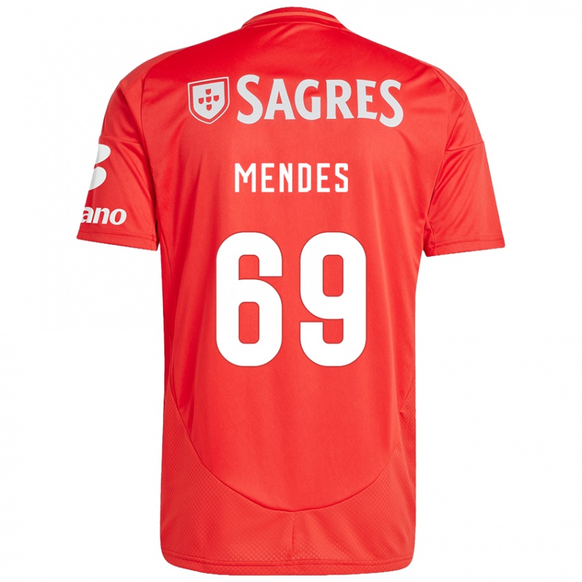 Heren Vladimir Mendes #69 Rood Wit Thuisshirt Thuistenue 2024/25 T-Shirt