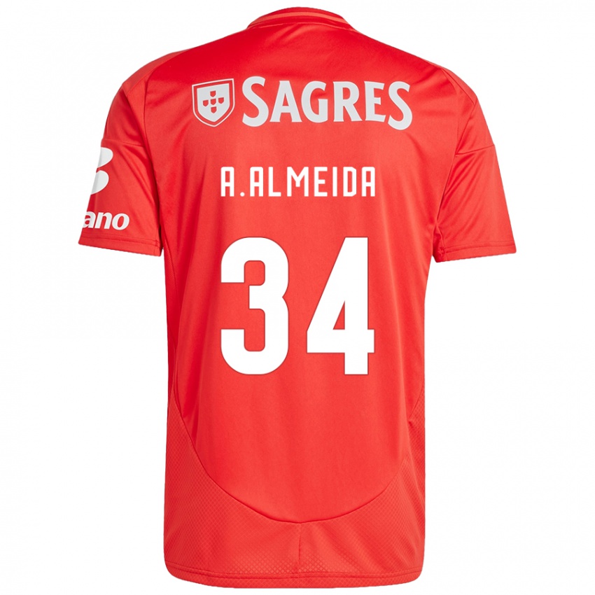 Heren Andre Almeida #34 Rood Wit Thuisshirt Thuistenue 2024/25 T-Shirt