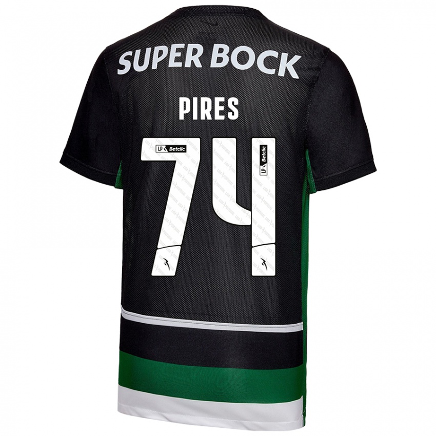 Heren Guilherme Pires #74 Zwart Wit Groen Thuisshirt Thuistenue 2024/25 T-Shirt