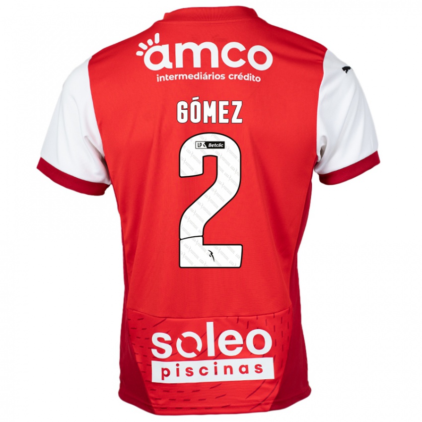 Heren Víctor Gómez #2 Rood Wit Thuisshirt Thuistenue 2024/25 T-Shirt