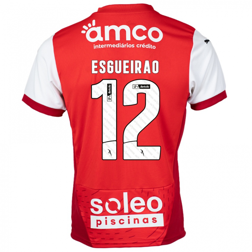 Heren Íris Esgueirão #12 Rood Wit Thuisshirt Thuistenue 2024/25 T-Shirt