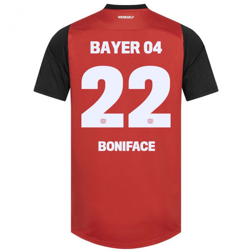 Heren Victor Boniface #22 Rood Zwart Thuisshirt Thuistenue 2024/25 T-Shirt