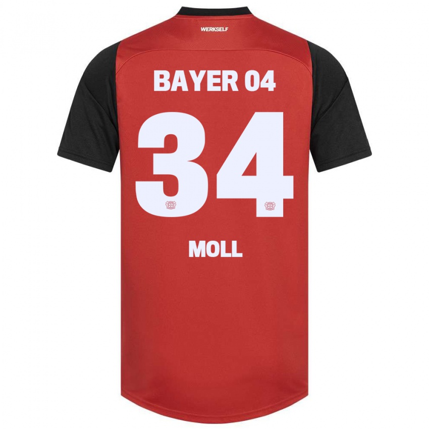 Heren Anne Moll #34 Rood Zwart Thuisshirt Thuistenue 2024/25 T-Shirt