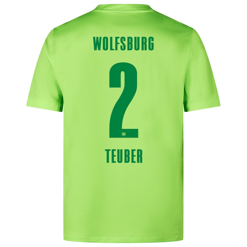 Heren Julius Teuber #2 Fluorescerend Groen Thuisshirt Thuistenue 2024/25 T-Shirt