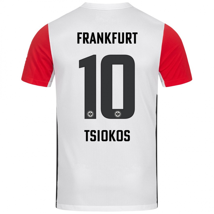 Heren Leonidas Ilias Tsiokos #10 Wit Rood Thuisshirt Thuistenue 2024/25 T-Shirt