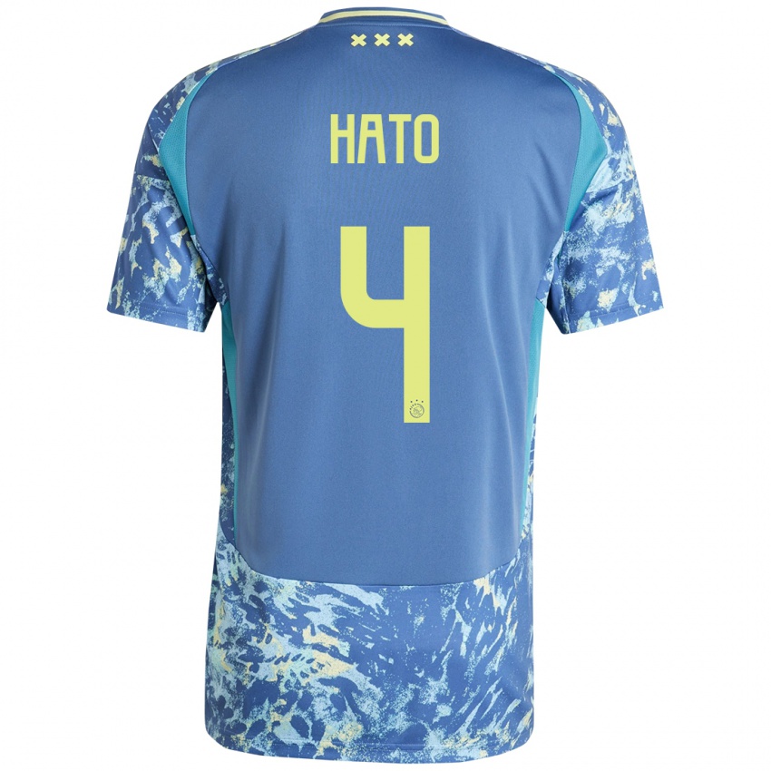 Heren Jorrel Hato #4 Grijs Blauw Geel Uitshirt Uittenue 2024/25 T-Shirt