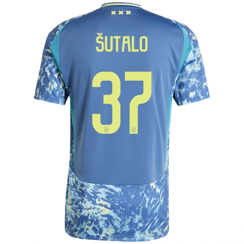 Heren Josip Sutalo #37 Grijs Blauw Geel Uitshirt Uittenue 2024/25 T-Shirt