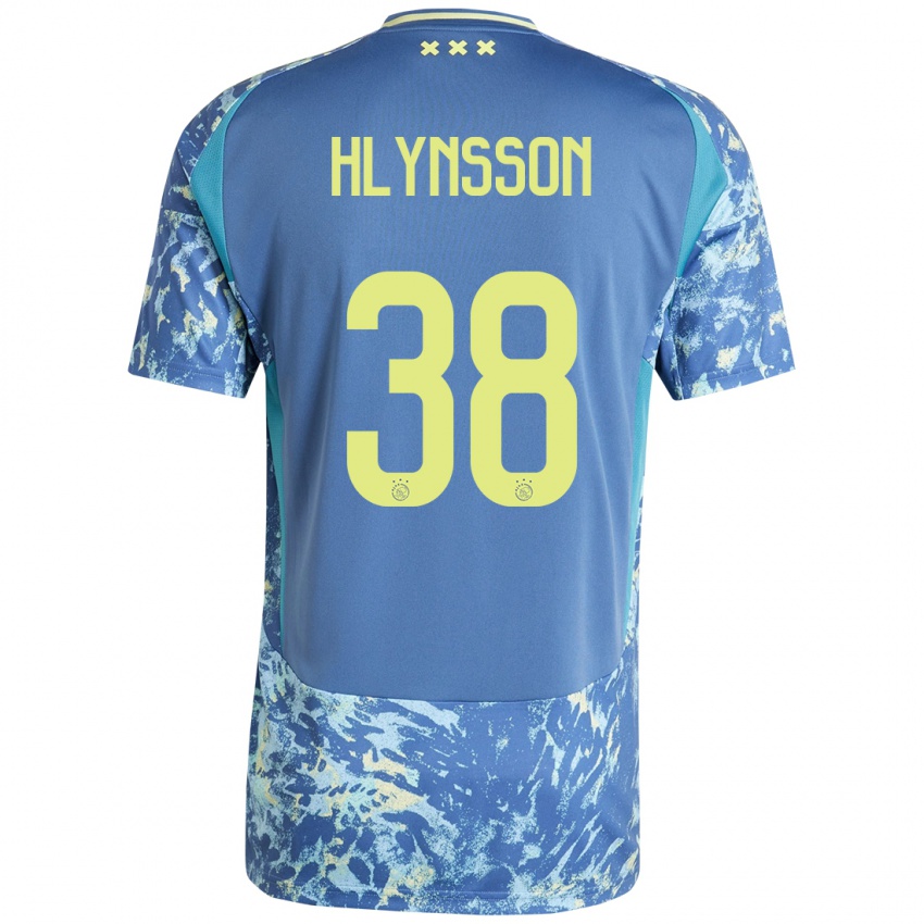 Heren Kristian Hlynsson #38 Grijs Blauw Geel Uitshirt Uittenue 2024/25 T-Shirt